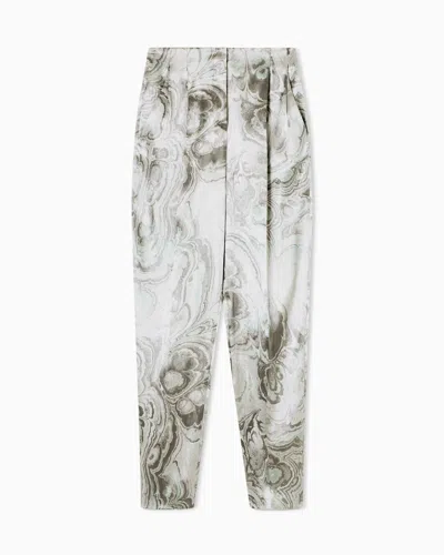 Giorgio Armani Pleat-detail Tie-dye Trousers In Neutral