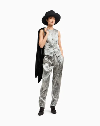 Giorgio Armani Pleat-detail Tie-dye Trousers In Neutral