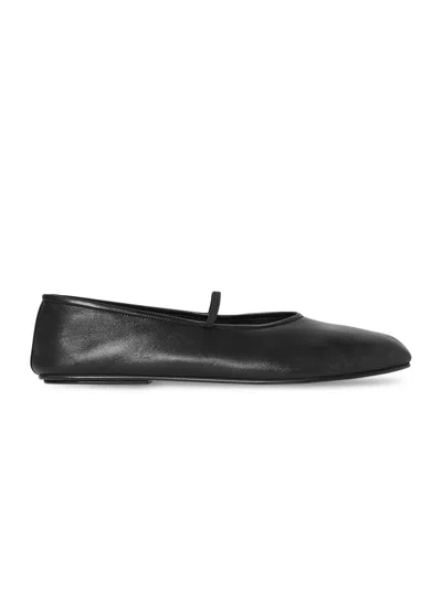 The Row Elastic Ballet Leather Ballets In Black