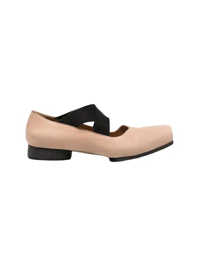 Uma Wang Leather Ballerina Flats With 23 Mm Square Toe In Brown
