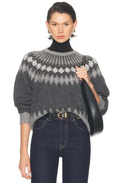 Nili Lotan Genevive Intarsia Alpaca Sweater In Grey Fair Isle