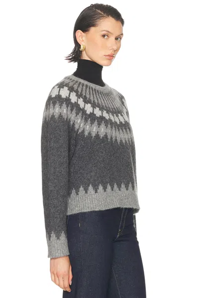 Nili Lotan Genevive Intarsia Alpaca Sweater In Grey Fair Isle