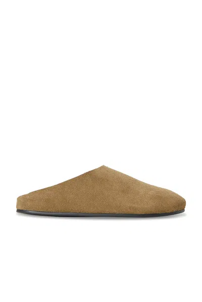 The Row Beige Hudson Suede Slide Loafers In Green