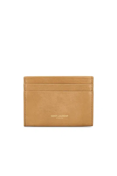 Saint Laurent Flap Card Case In Brown