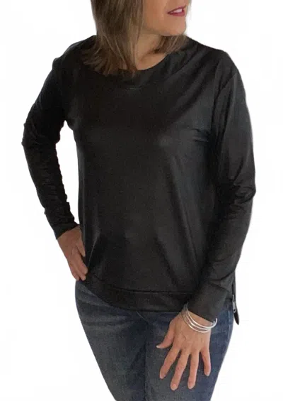 Ariella Zipper Detail Hi-lo Top In Black