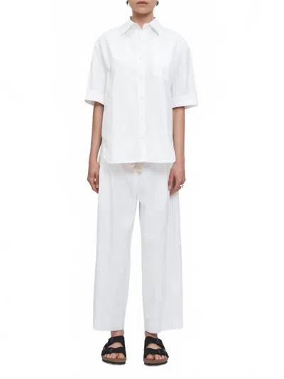 Maria Mcmanus Oversized Elbow-length Cuffed Sleeved Shirt In White/white Stripe In Multi