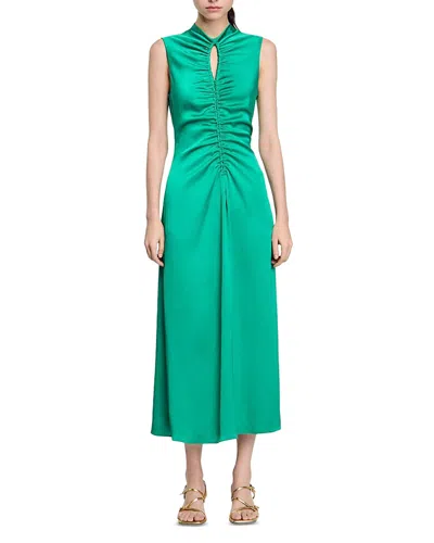 Sandro Womens Verts Cut-out Draped Satin Midi Dress In Green