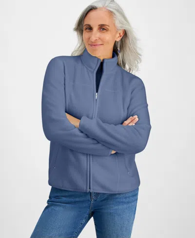 Style & Co Petite Polar Fleece Zip-front Jacket, Created For Macy's In Blue