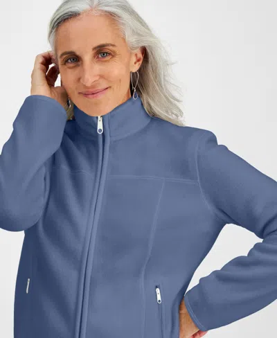 Style & Co Petite Polar Fleece Zip-front Jacket, Created For Macy's In Blue