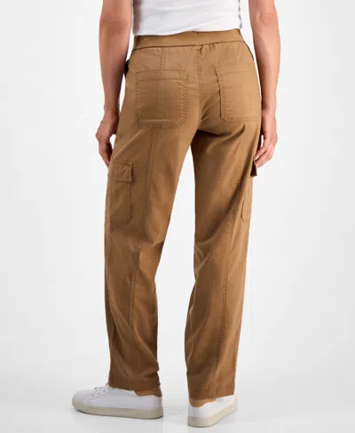 Style & Co Petite Solid Drawcord-hem Utility Pants, Created For Macy's In Brown