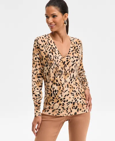 Inc International Concepts Women's V-neck Sweater, Created For Macy's In Brown