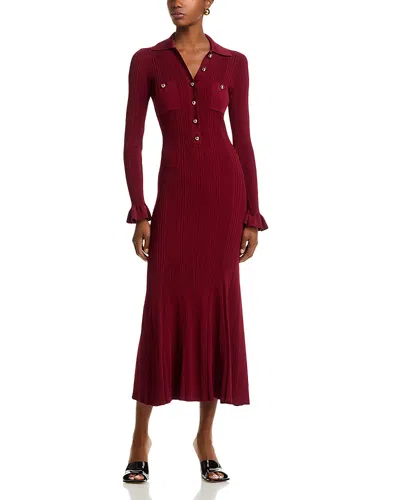 Self-portrait Knee Length Dress With Flared Cuffs And Pockets In Red