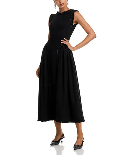 Self-portrait Black Boucle Sleeveless Midi Dress Black
