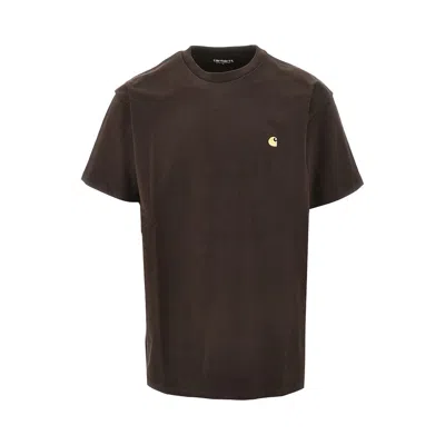 Carhartt 'chase' Logo Embroidery T-shirt In Brown