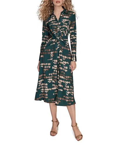 Donna Karan Satin Shirtdress In Multi