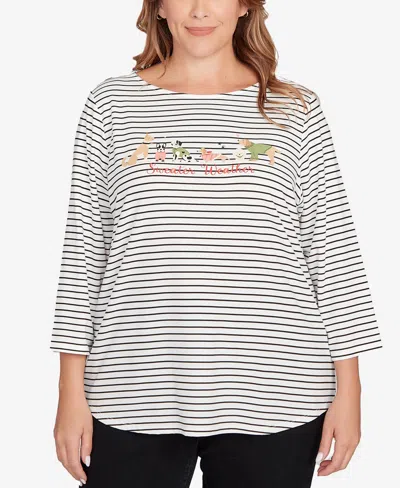 Ruby Rd. Plus Size Holiday Dogs Striped Knit Top In Multi