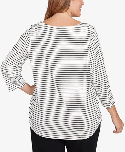 Ruby Rd. Plus Size Holiday Dogs Striped Knit Top In Multi