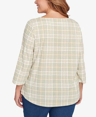 Ruby Rd. Plus Size Autumn Cat Houndstooth Top In Neutral