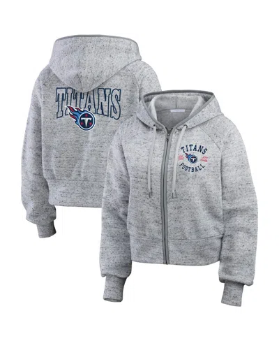 Wear By Erin Andrews Women's Heather Gray Tennessee Titans Speckled Fleece Cropped Full-zip Hoodie In Gray