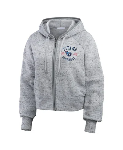 Wear By Erin Andrews Women's Heather Gray Tennessee Titans Speckled Fleece Cropped Full-zip Hoodie In Gray