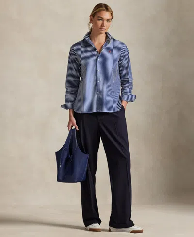 Polo Ralph Lauren Stripe Relaxed Fit Cotton Button-up Shirt In Blue