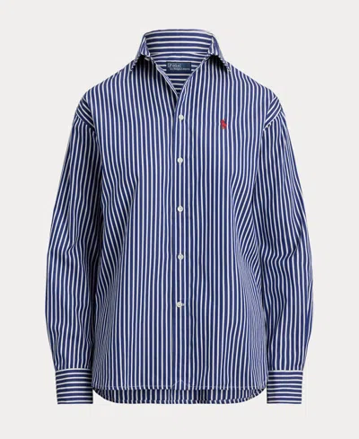 Polo Ralph Lauren Stripe Relaxed Fit Cotton Button-up Shirt In Blue
