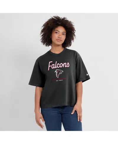 Nike Black Atlanta Falcons Essential Script Relaxed Boxy T-shirt In Black