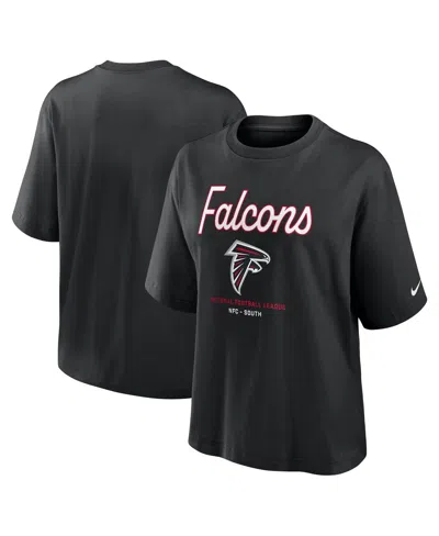 Nike Black Atlanta Falcons Essential Script Relaxed Boxy T-shirt In Black