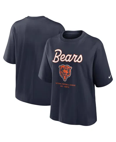 Nike Navy Chicago Bears Essential Script Relaxed Boxy T-shirt In Blue