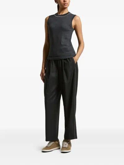 Peserico Embellished-neck Sleeveless Top In Gray