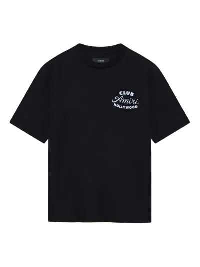 Amiri Black Crewneck T-shirt With Logo Lettering On The Front And Maxi Logo Print On The Rear In Cotton Ma In Black