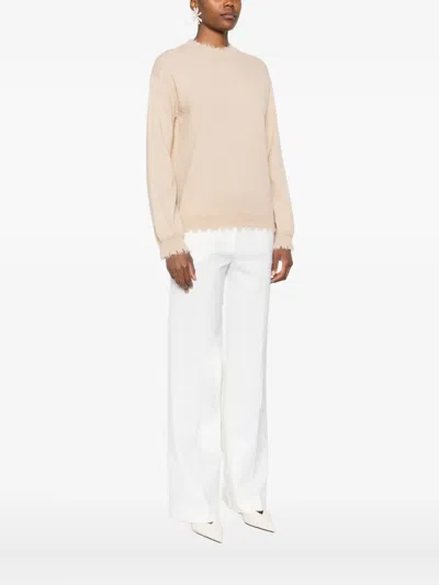 Antonelli Frayed-hem Cashmere Sweater In Neutral