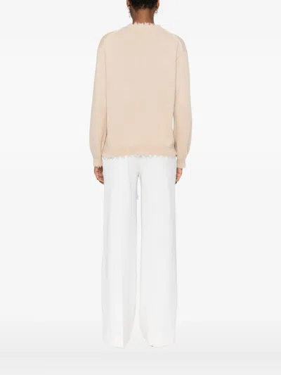 Antonelli Frayed-hem Cashmere Sweater In Neutral