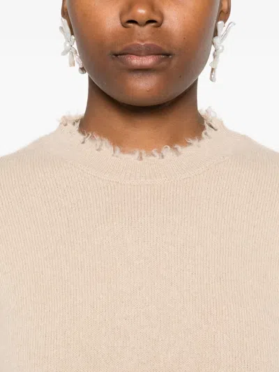Antonelli Frayed-hem Cashmere Sweater In Neutral
