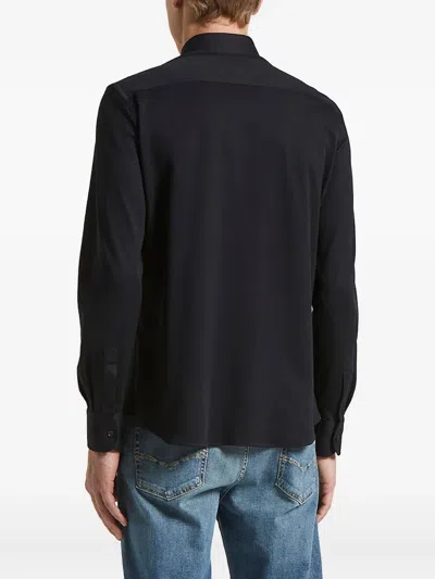 Peserico Solid Button Front Shirt In Black