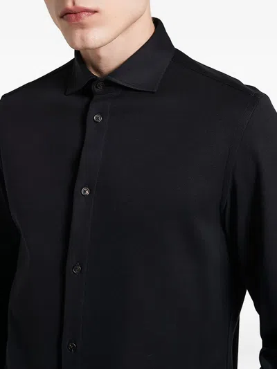 Peserico Solid Button Front Shirt In Black