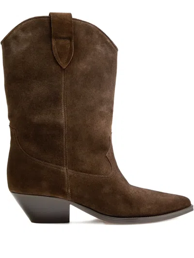 Isabel Marant Étoile Duerto 40 Western Suede Mid-calf Boots In Brown