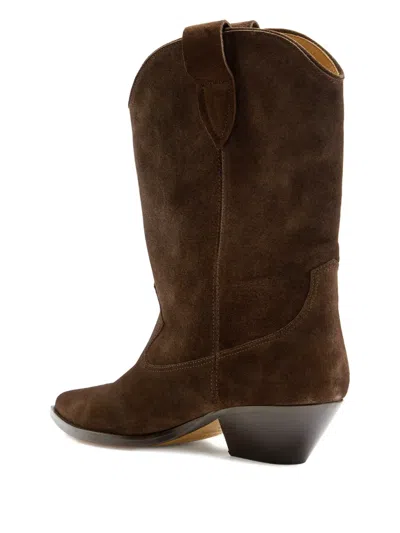 Isabel Marant Étoile Duerto 40 Western Suede Mid-calf Boots In Brown