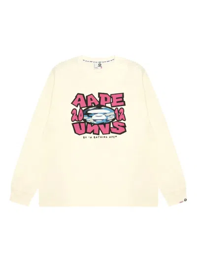 Aape By A Bathing Ape Graphic-print Long-sleeved Sweatshirt In Neutral