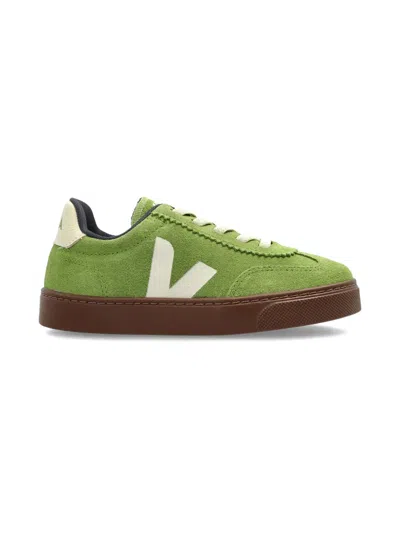 Veja Kids Suede Small Volley Trainers In Green
