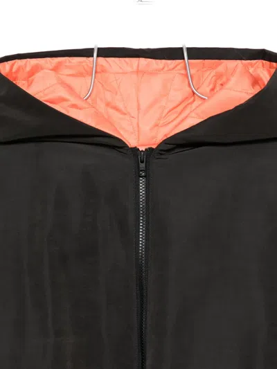 Cape Concept Hooded Drawstring Coat In Black