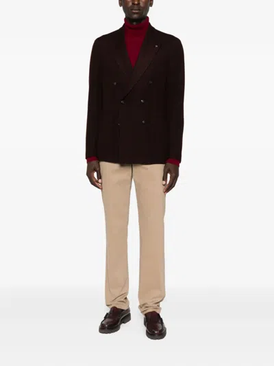 Tagliatore Double-breasted Blazer In Red