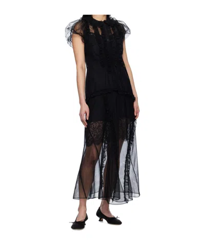 Simone Rocha Mesh Ballerina Low Heels In Black