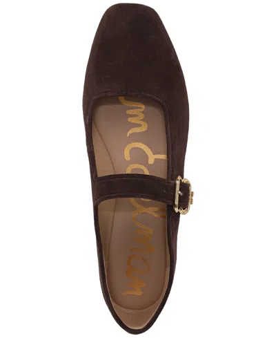 Sam Edelman Womens Brown Michaela Buckle Suede Mary-jane Flats Eur 36 / 3 Uk In Brown