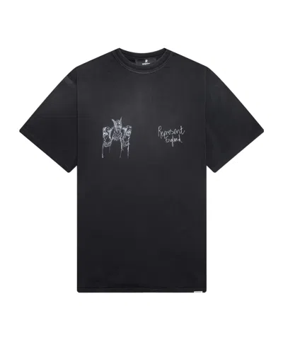 Represent Hand Drawn Thoroughbred T-shirt In Black