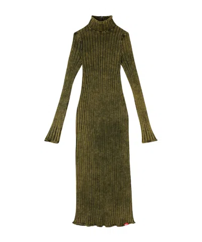 Diesel D-wavya Ribbed Midi Dress In Green