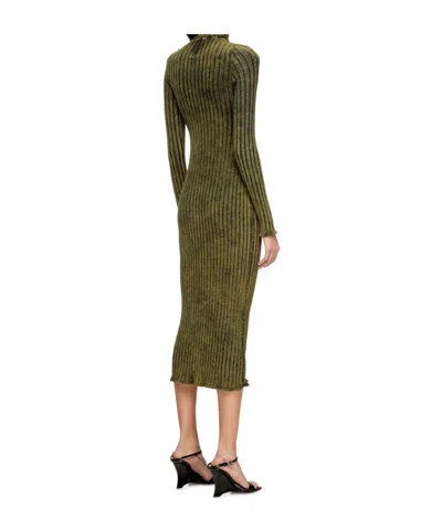 Diesel D-wavya Ribbed Midi Dress In Green