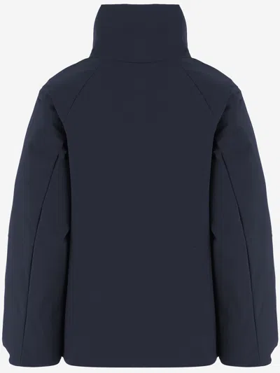 Aspesi Cotton Blend Jacket With High Collar And Flap Pockets In Blue