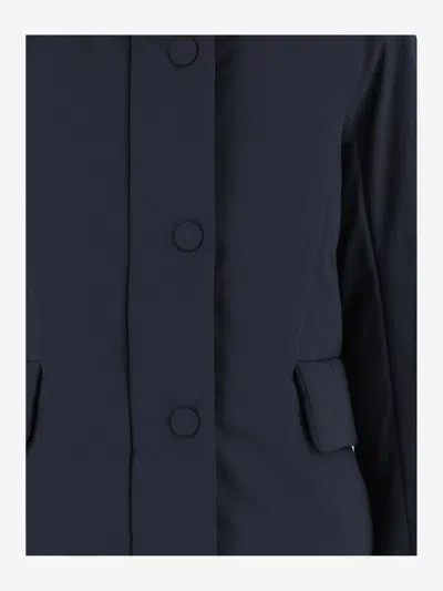 Aspesi Cotton Blend Jacket With High Collar And Flap Pockets In Blue