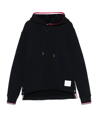 Thom Browne Oversized Hoodie Pullover With Rwb Tipping Stripe In Chunk In Black